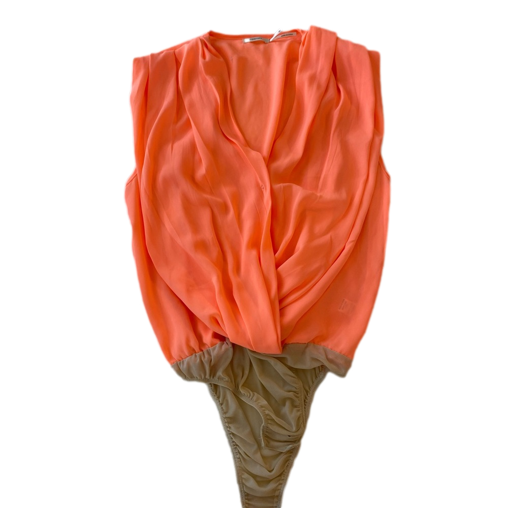 poetry Women’s sleeveless orange  Bodysuit  crossover Blouse Size s - Picture 6 of 7